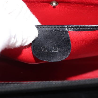 Gucci GUCCI Tote Bag Leather Black Silver Authentic 175365