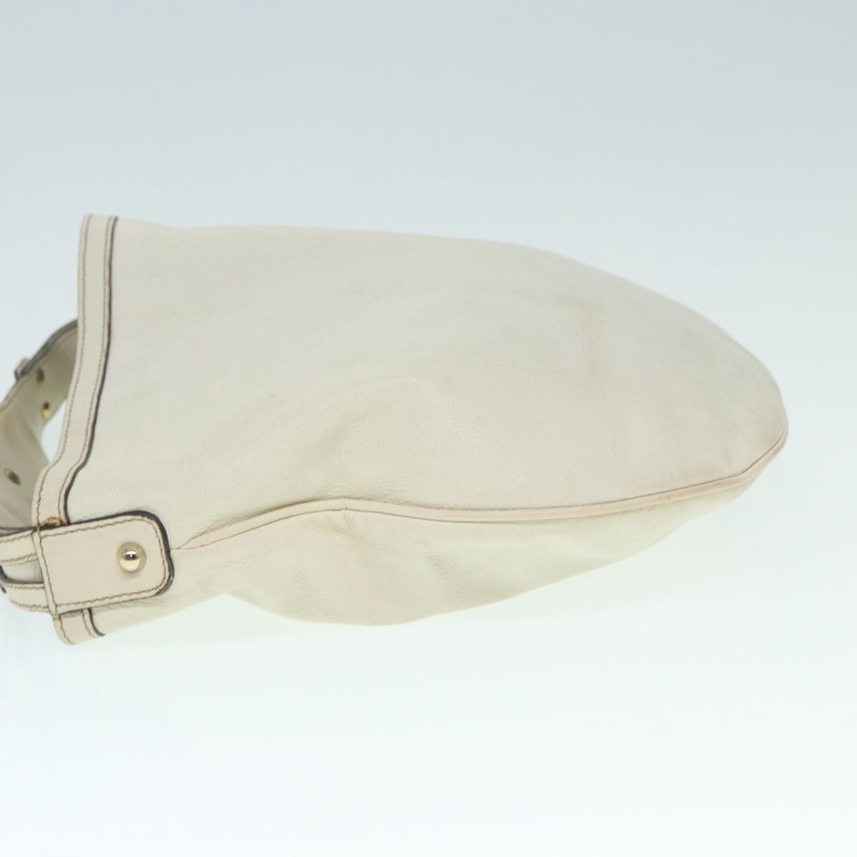 Gucci GUCCI Horsebit Shoulder Bag Leather Beige Gold 170013 Authentic ep5698