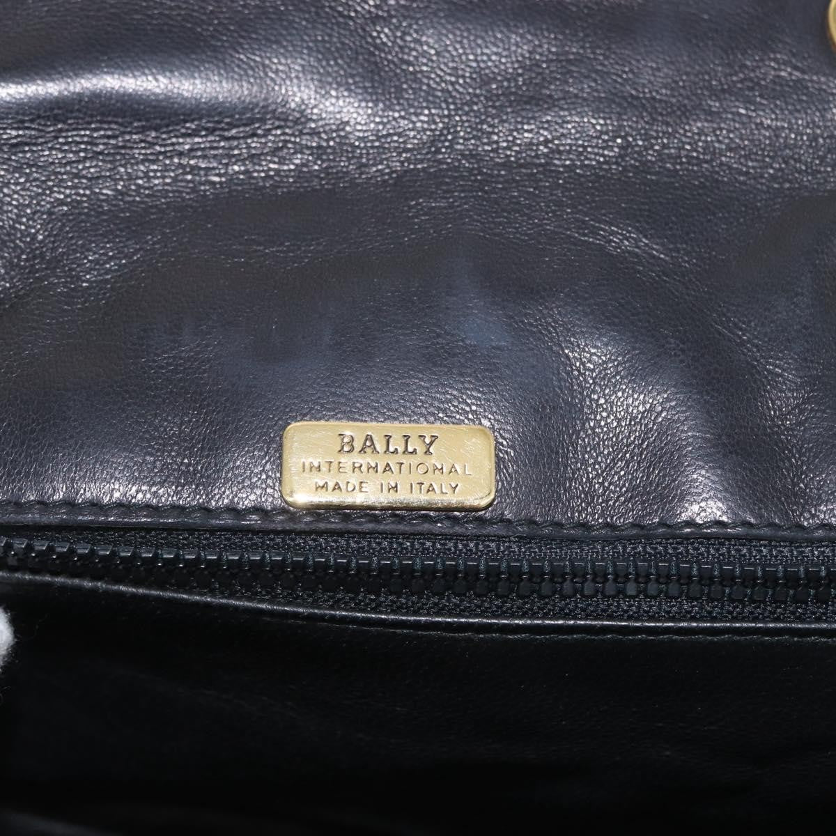 BALLY BALLY Chain Shoulder Bag Leather Black Gold Authentic BA10906