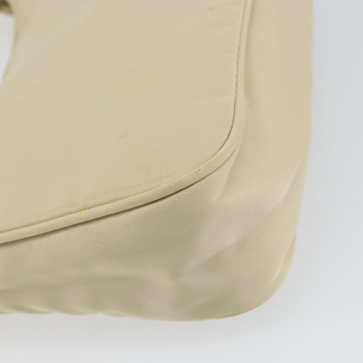 Prada PRADA Hand Bag Nylon Ivory Silver Authentic 163192
