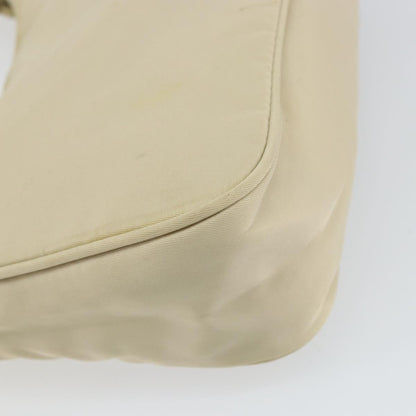 Prada PRADA Hand Bag Nylon Ivory Silver Authentic 163192