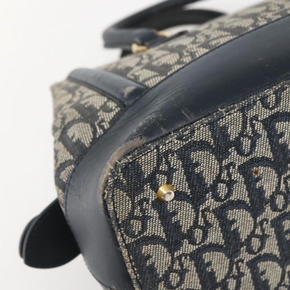 Dior Christian Dior Trotter Canvas Hand Bag Navy Gold Authentic gh760