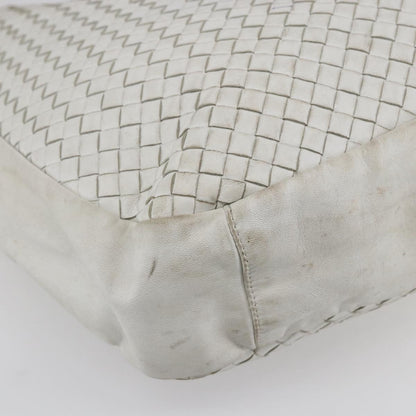 BOTTEGAVENETA BOTTEGAVENETA BOTTEGA VENETA INTRECCIATO Shoulder Bag Leather White Silver Authentic bs30958