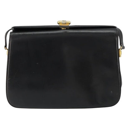 Gucci GUCCI Shoulder Bag Leather Black Gold Authentic 155306