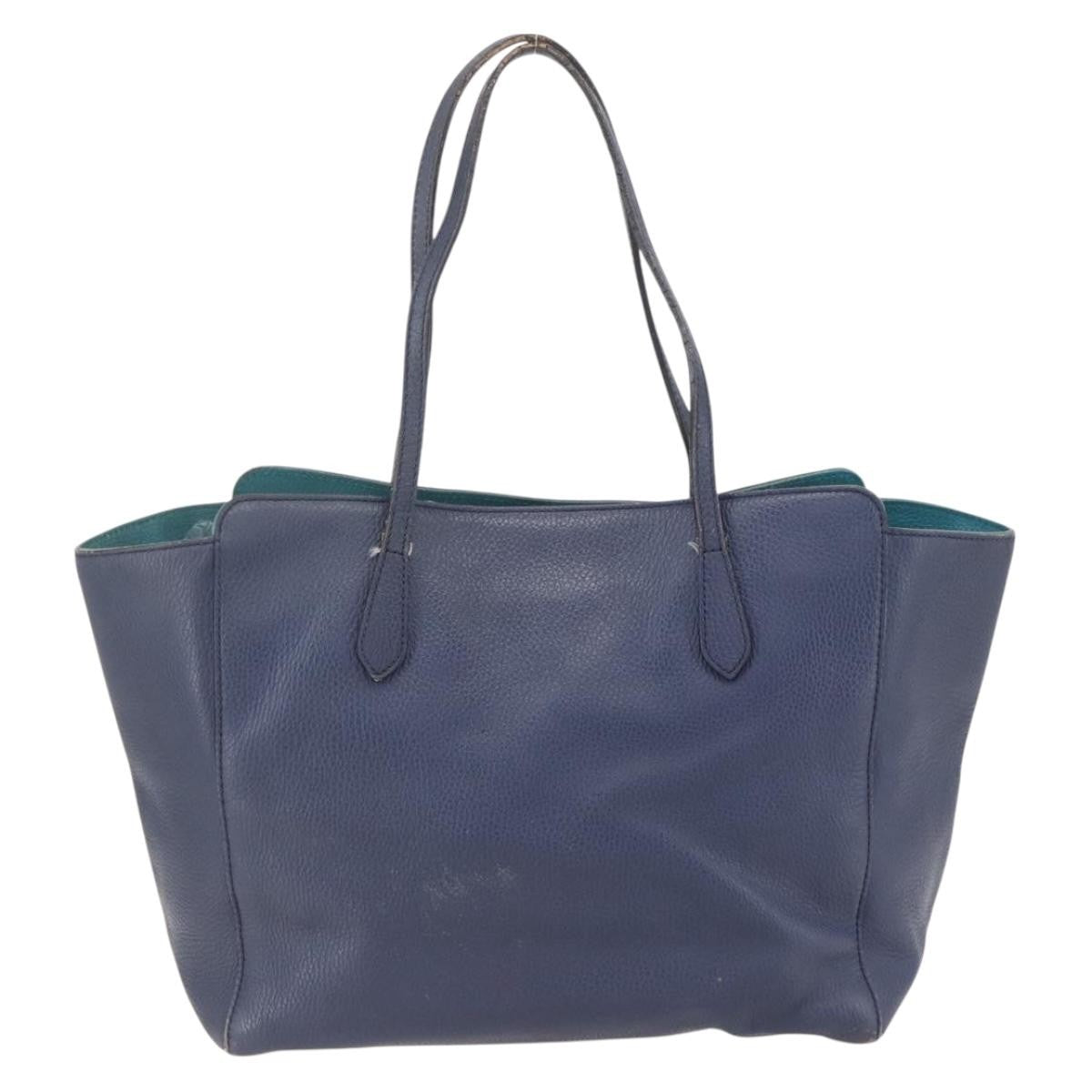 Gucci GUCCI Tote Bag Leather Navy Gold 354397 Authentic 152574