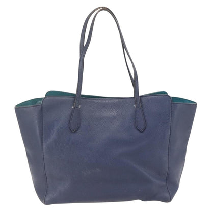 Gucci GUCCI Tote Bag Leather Navy Gold 354397 Authentic 152574