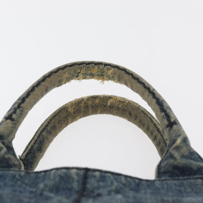 Prada PRADA Canapa PM Hand Bag Denim Blue Gold Authentic bs34435