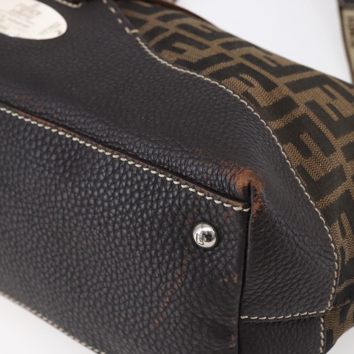 Fendi FENDI Zucca Canvas Celeria Tote Bag Black Brown Silver Authentic am9502