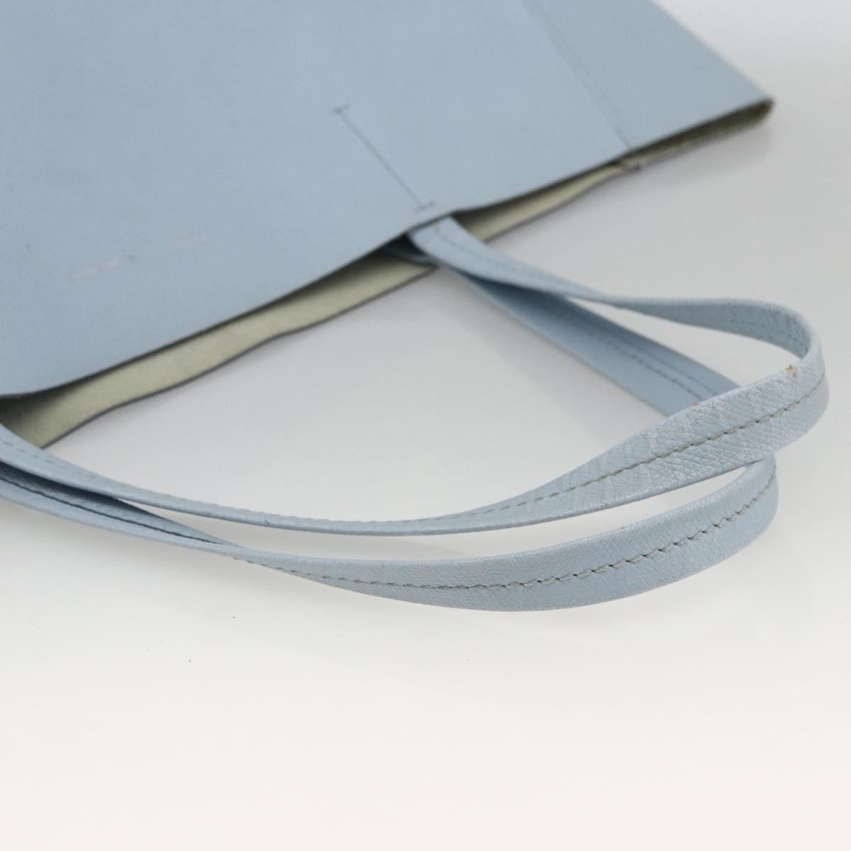 Celine CELINE Horizontalkava Tote Bag Leather Light Blue Silver Authentic BA10939