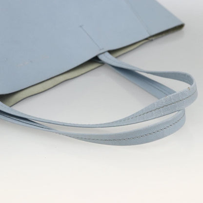 Celine CELINE Horizontalkava Tote Bag Leather Light Blue Silver Authentic BA10939