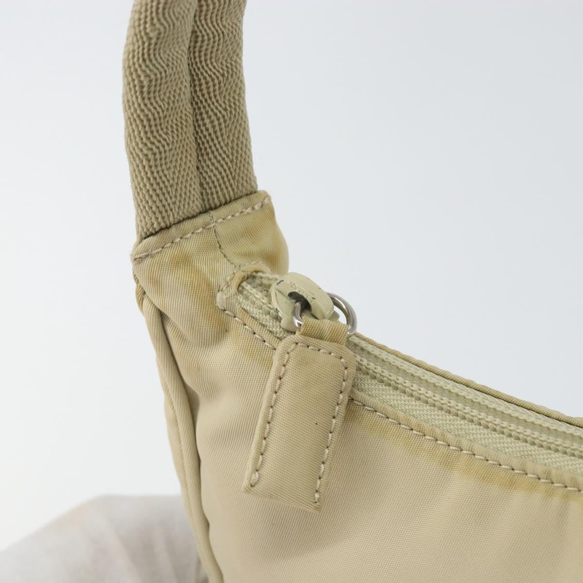 Prada PRADA Hand Bag Nylon Ivory Silver Authentic 163192