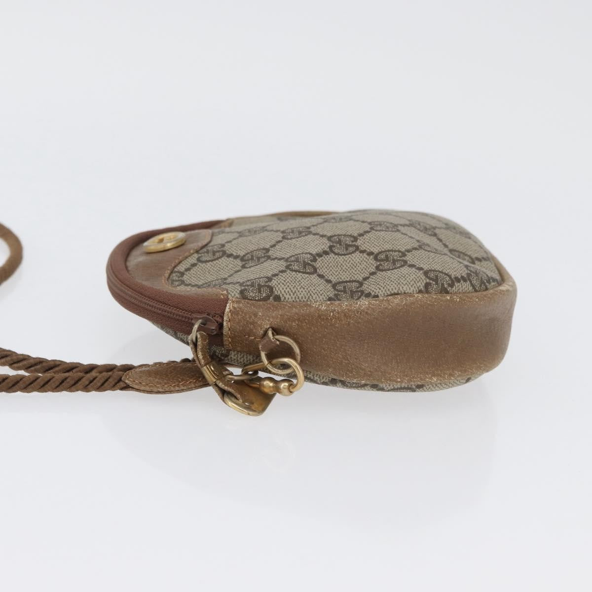 Gucci GUCCI GG Supreme Shoulder Bag PVC Beige Gold Authentic SW2190