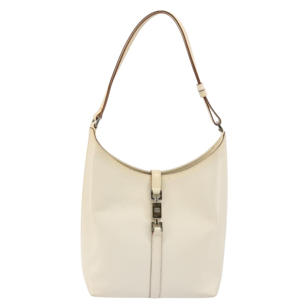 Gucci GUCCI Jackie Shoulder Bag Leather White Silver 001 3875 Authentic bs34535