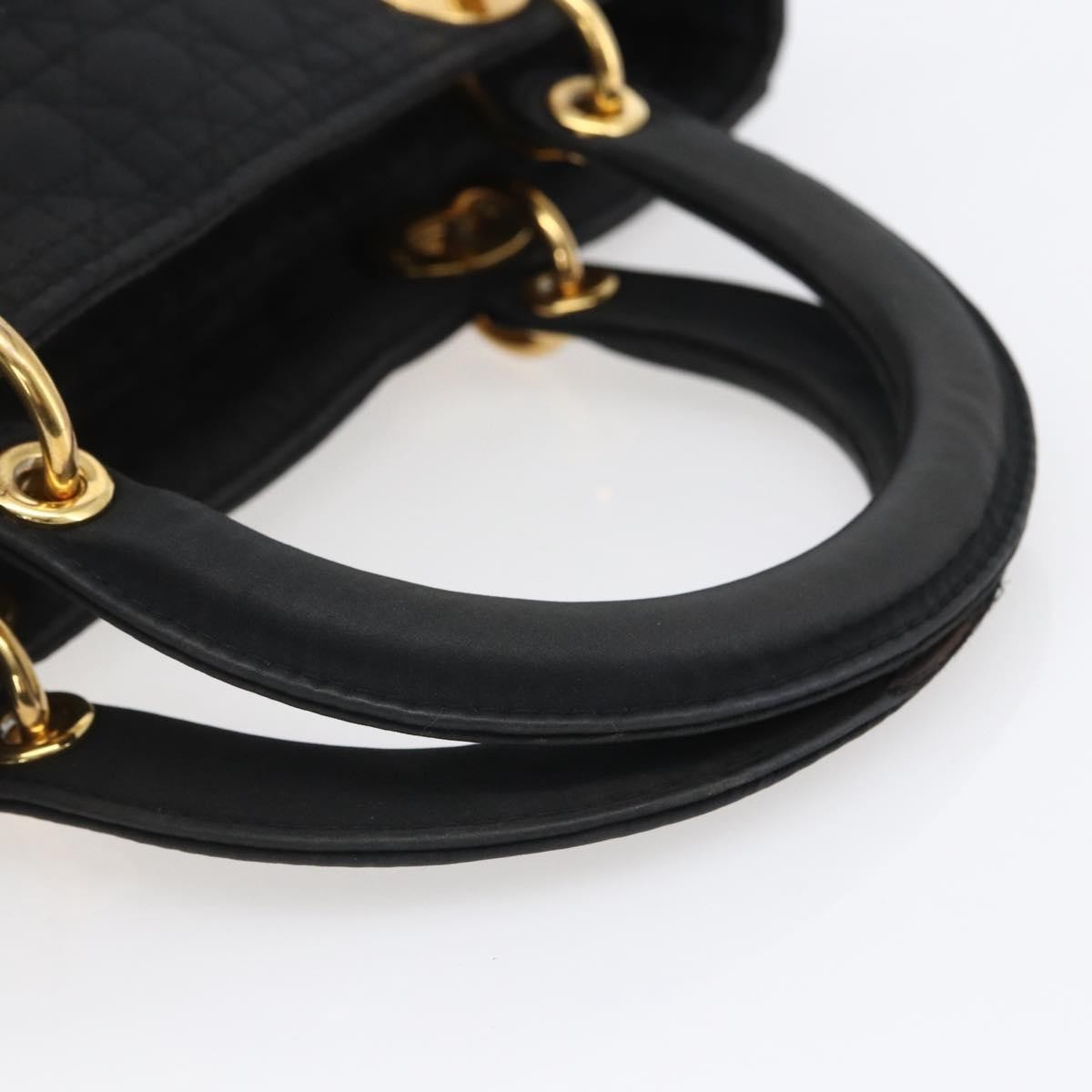 Dior Christian Dior Canage Hand Bag Black Gold Authentic 149311