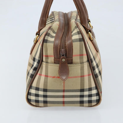 Burberry BURBERRY Nova Check Hand Bag Canvas Gold Beige Authentic bs33928