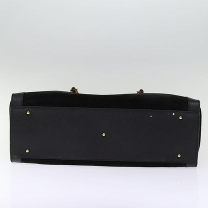 Gucci GUCCI Bamboo Tote Bag Suede Black 002 1186 0259 Authentic 75677