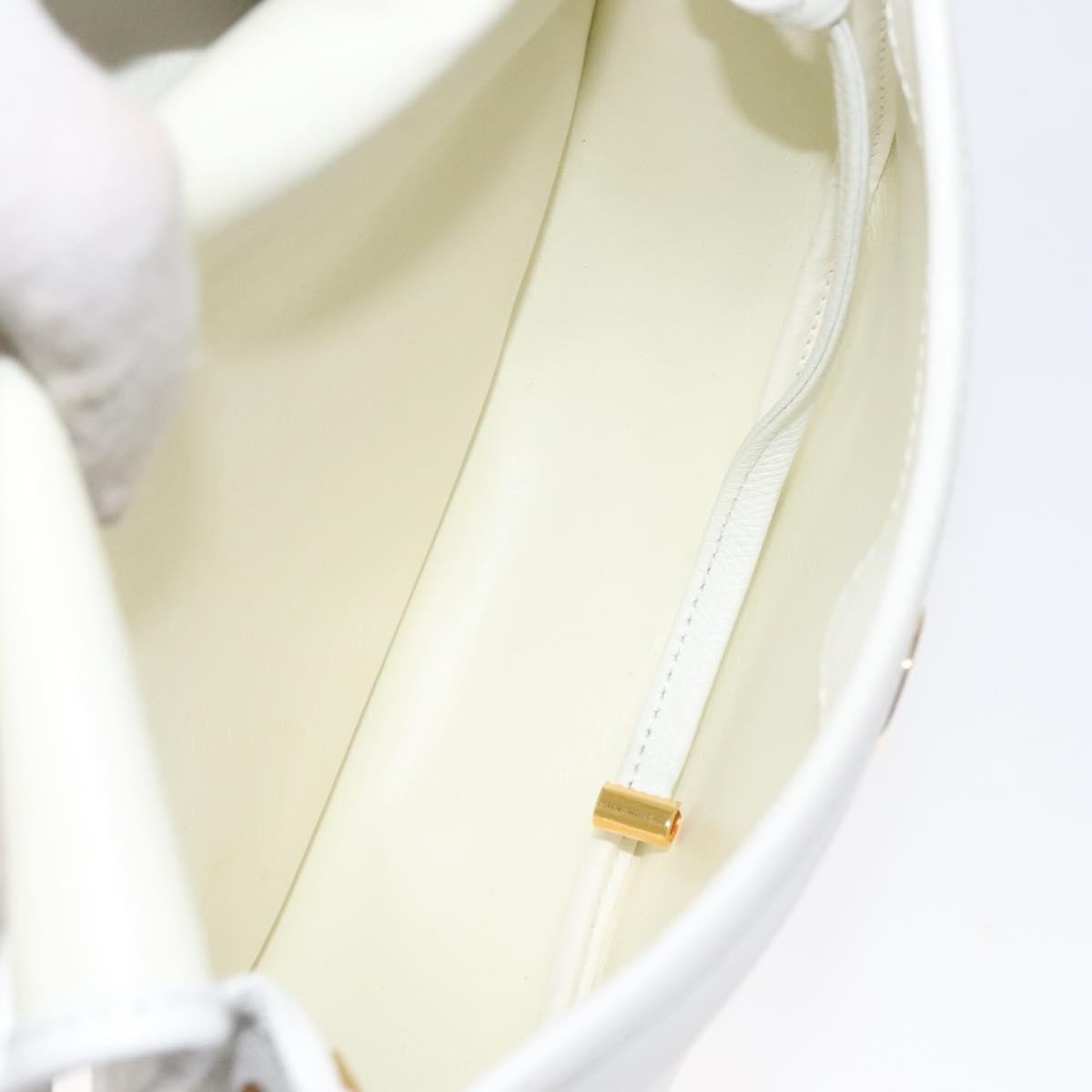Dior Christian Dior Shoulder Bag Leather White Gold Authentic BA1797