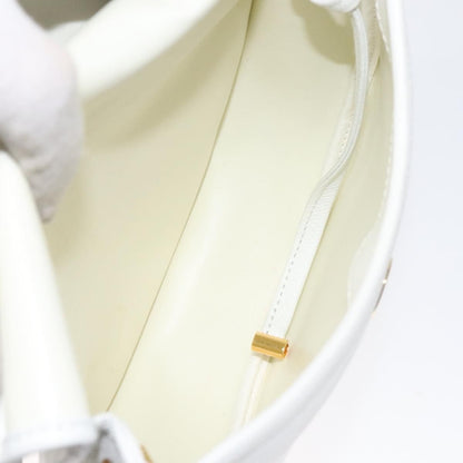 Dior Christian Dior Shoulder Bag Leather White Gold Authentic BA1797