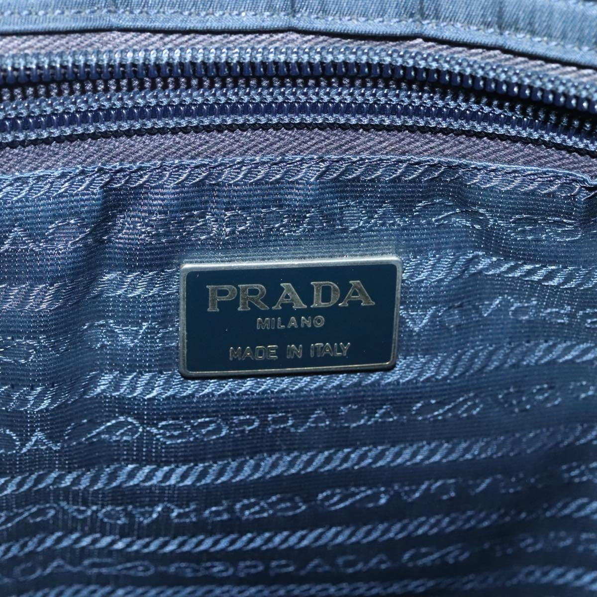 Prada PRADA Hand Bag Nylon Navy Gold Authentic 126301