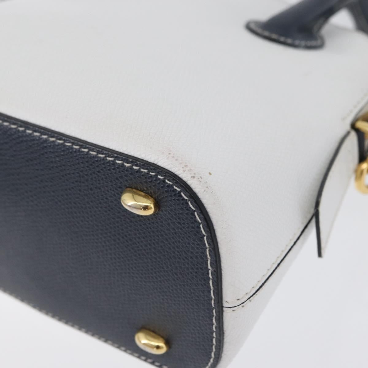 Celine CELINE Hand Bag Leather 2way White Gold Authentic BA10567