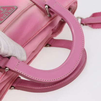 Prada PRADA Hand Bag Nylon 2way Pink Silver Authentic 153314