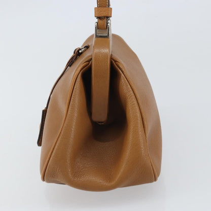 Prada PRADA Hand Bag Leather Brown Silver Authentic yk19954