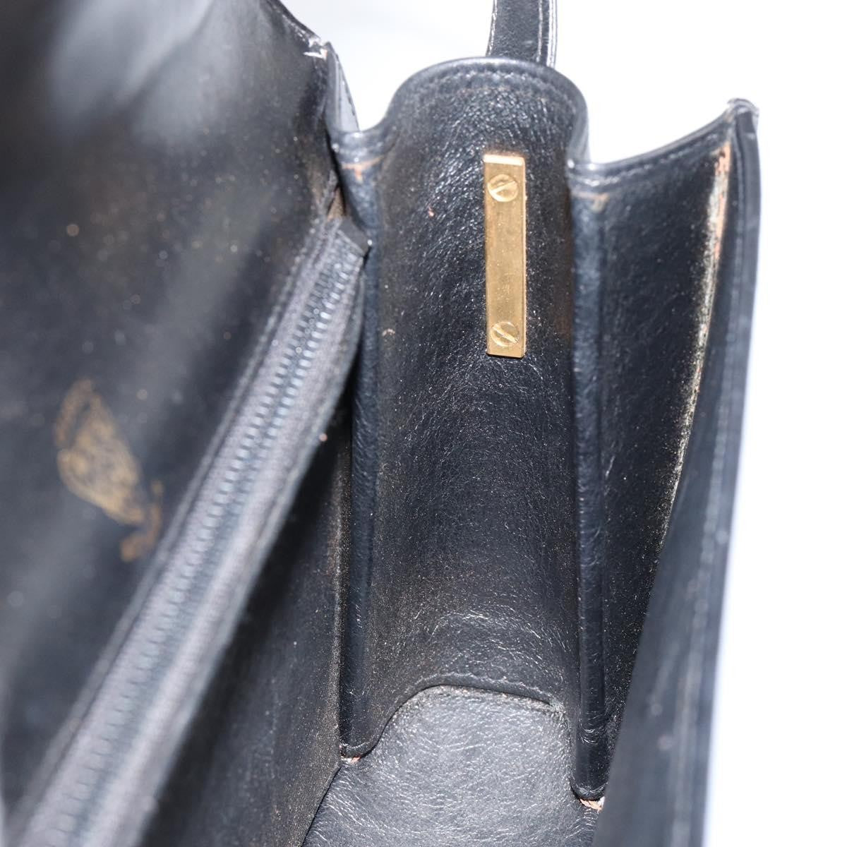 Gucci GUCCI Web Sherry Line Shoulder Bag Leather Black Gold Authentic SW1764