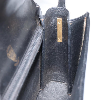 Gucci GUCCI Web Sherry Line Shoulder Bag Leather Black Gold Authentic SW1764