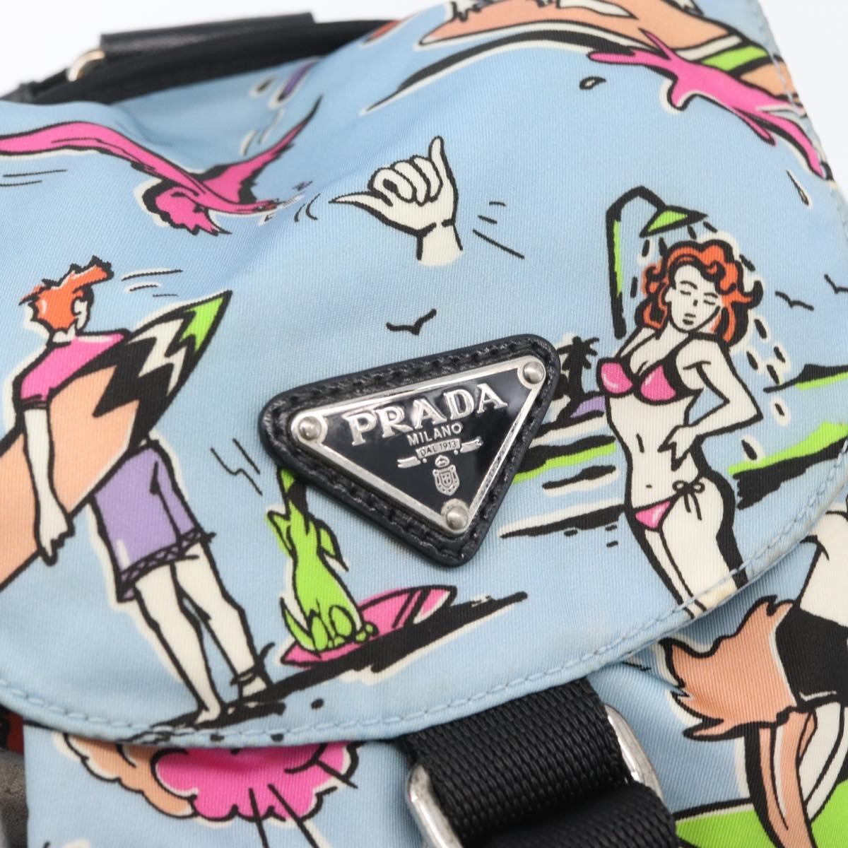 Prada PRADA Backpack Nylon Light Blue Silver Authentic LNZ330 Bag