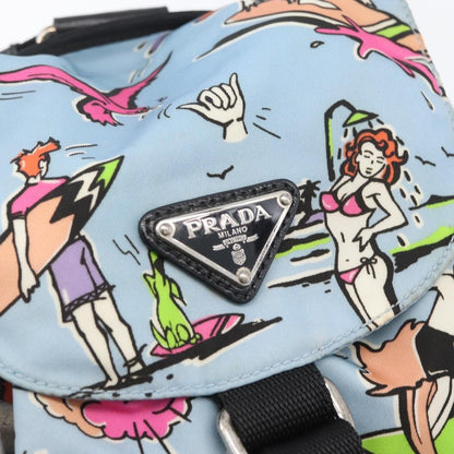 Prada PRADA Backpack Nylon Light Blue Silver Authentic LNZ330 Bag