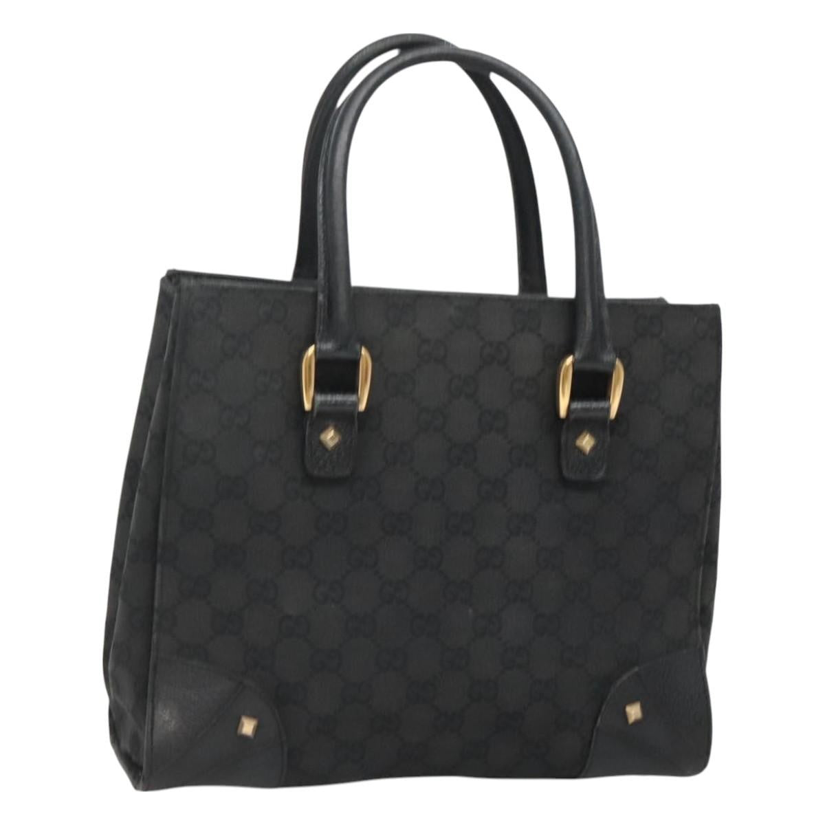 Gucci GUCCI GG Canvas Hand Bag Black Gold 120895 Authentic 130978
