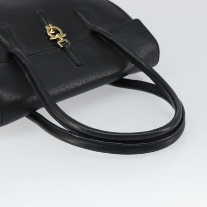 Salvatore Ferragamo Salvatore Ferragamo Gancini Hand Bag Leather Black Gold Authentic 157314