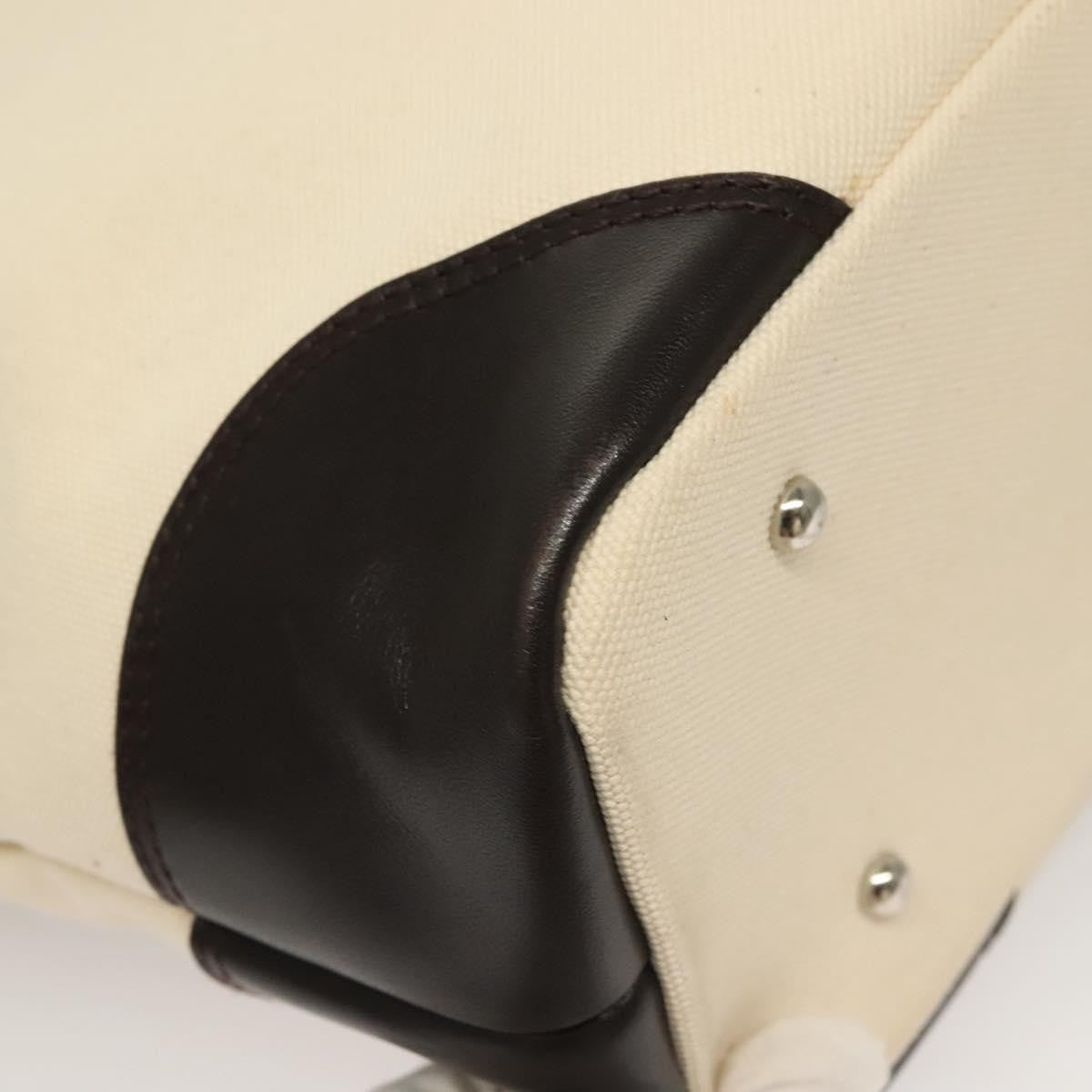 Burberry BURBERRY Tote Bag Canvas Leather White Silver Authentic bs28323