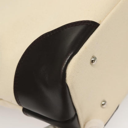 Burberry BURBERRY Tote Bag Canvas Leather White Silver Authentic bs28323