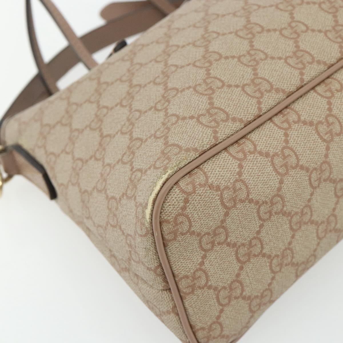 Gucci GUCCI GG Supreme Tote Bag PVC 2way Beige Gold 353440 Authentic 178185