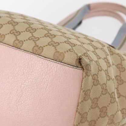 Gucci GUCCI GG Canvas Sherry Line Tote Bag Beige Pink 131230 Authentic 152017