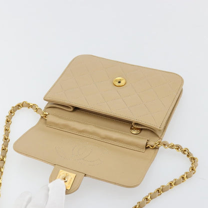 Chanel CHANEL Chain Shoulder Bag Lamb Skin Beige Gold CC Authentic mr2475V