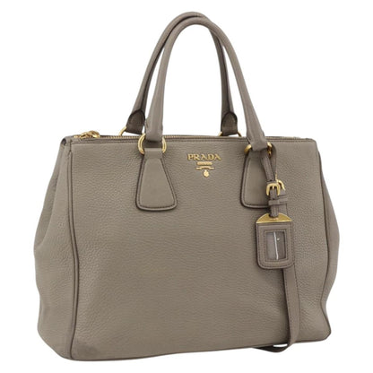 Prada PRADA Hand Bag Leather 2way Gray Gold Authentic bs33651