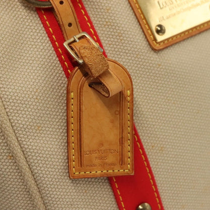 Louis Vuitton LOUIS VUITTON Antigua Cabas MM Tote Bag Beige Red M40035 LV Authentic 137278