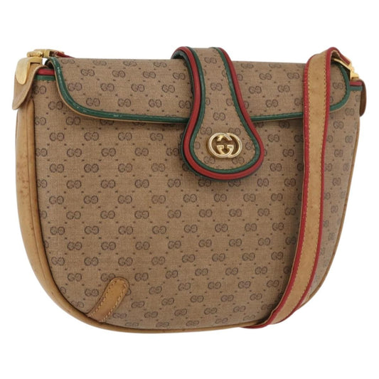 Gucci GUCCI Micro GG Supreme Shoulder Bag PVC Beige Gold Authentic 176833