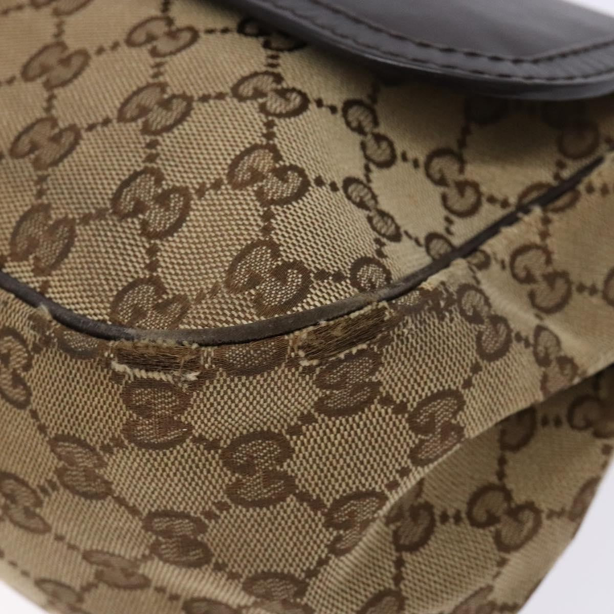 Gucci GUCCI GG Canvas Shoulder Bag Beige Silver Brown 308452 Authentic bs28633