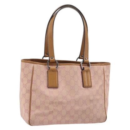 Gucci GUCCI GG Canvas Tote Bag Pink Silver 113019 Authentic AMZ077
