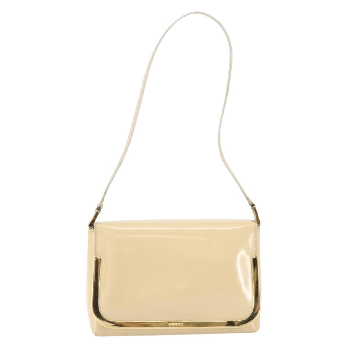 Gucci GUCCI Shoulder Bag Patent leather Beige Gold 007 2113 0278 Authentic bs30927