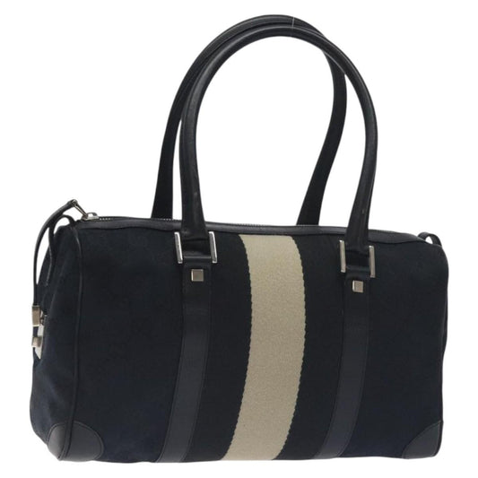 Gucci GUCCI GG Canvas Sherry Line Hand Bag Black Silver 000 0851 00221 Authentic am8716