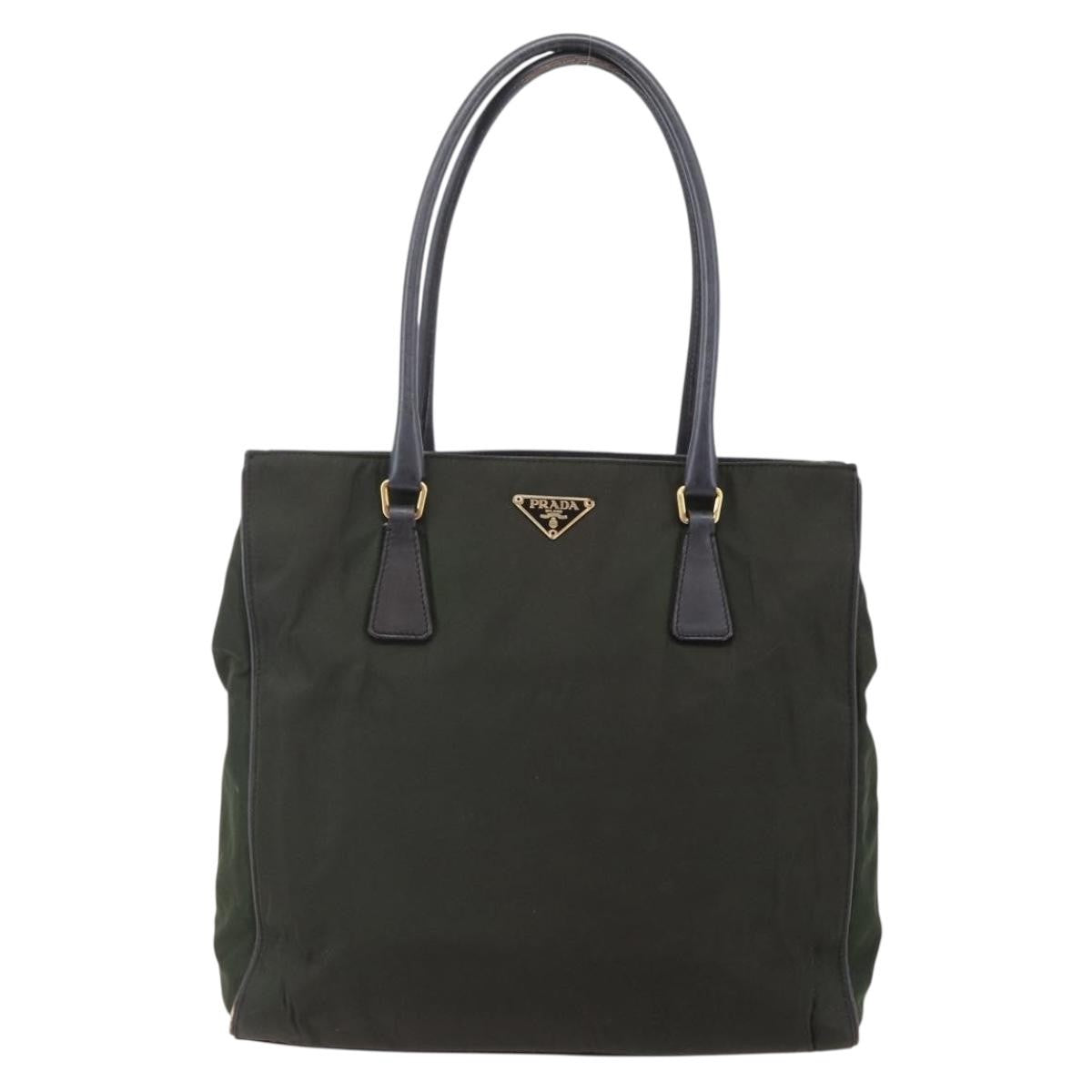 Prada PRADA Tote Bag Nylon Khaki Gold Authentic 148282