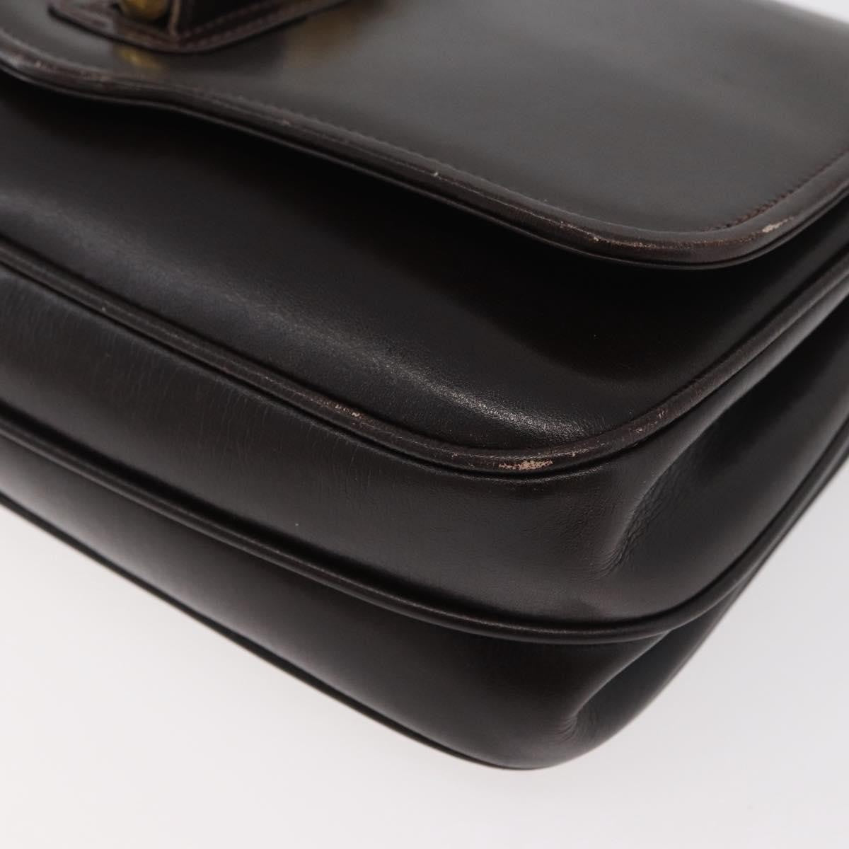 Gucci GUCCI Shoulder Bag Leather Brown Gold Authentic ep14284