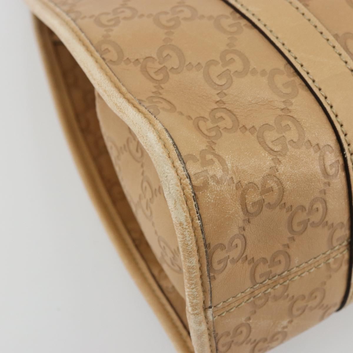 Gucci GUCCI GG Canvas Guccissima Jackie Bag Leather Gold Beige 203494 Authentic ep14099