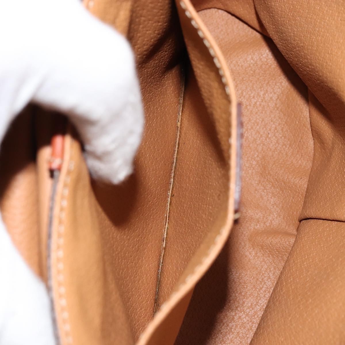 Celine CELINE Macadam Canvas Hand Bag PVC Leather Brown Gold Authentic 153900