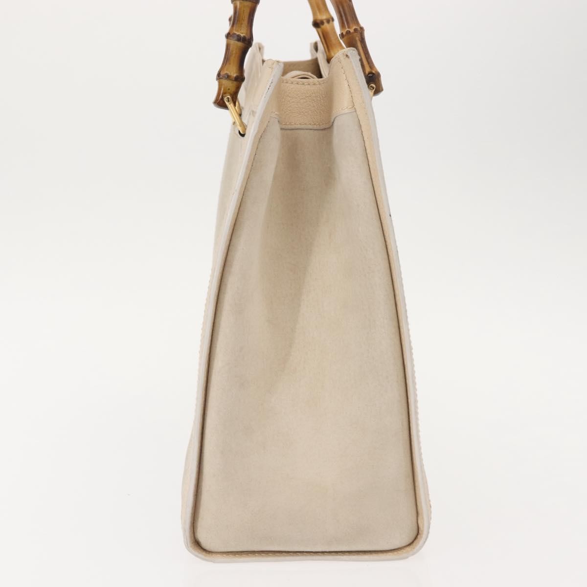 Gucci GUCCI Bamboo Hand Bag Suede Light Beige Gold 002 2853 0260 0 Authentic am9506