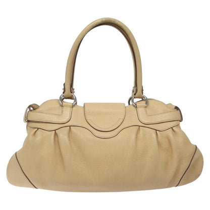 Salvatore Ferragamo Salvatore Ferragamo Gancini Shoulder Bag Leather Beige Silver Authentic EC551